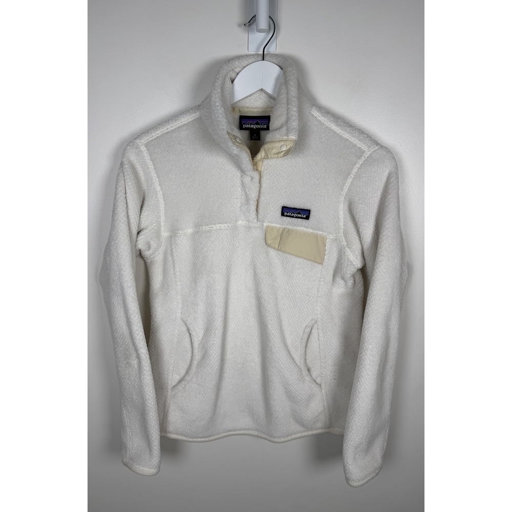 Patagonia Re-Tool Snap-T Fleece Pullover Size Small White Cream Pocket Gorpcore